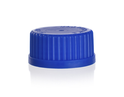 Blue PP cap f/ISO bottle GL45, Simax