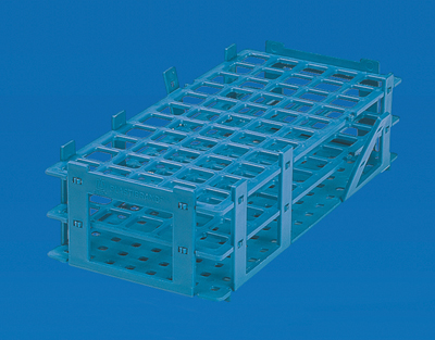 Portoir p/tubes à essai PP bleu pour diam. jusqu'à 30mm