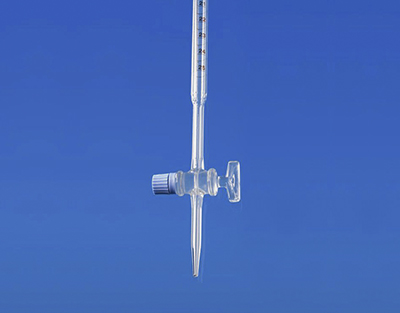 Burette de Mohr, robinet droit en verre, classe AS, col entonnoir, 25mL grad.1/20