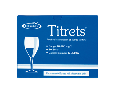 Sulfite in Wine; 10-100 ppm SO2; TITRETS