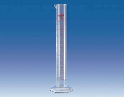 Eprouvette VITLAB PMP classe A, grad. rouge 250 ml
