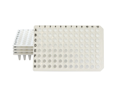 Placa 96 pocillos s/faldón, blanco, 0.1mL para PCR/qPCR, b/10