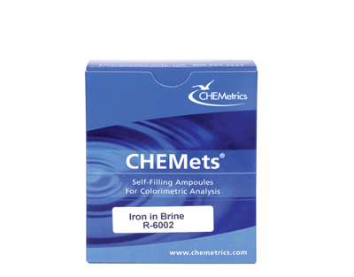Iron in brine, 0-100/100-1000 ppm. Type: CHEMets.Refill. 30 det.