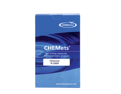 Chlorine (free and total), mét. DPD 0-400/0-2000 ppm. Type: CHEMets. Refill. 30 det.