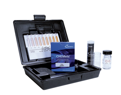 Iron (total and soluble), 0-1 / 1-10 ppm.Type: CHEMets. Kit. 30 det.
