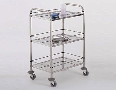 Chariot 3 plateaux sans galeries L. 600 x 430 mm