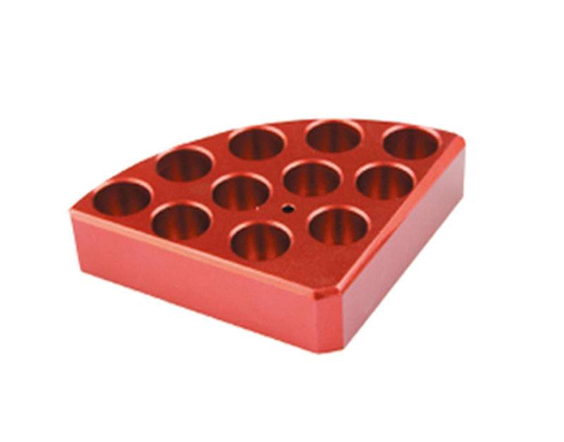 Soporte poli-block rojo, 11 orificios, Ø12,5x20mm