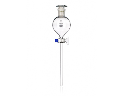 Embudo de decantación esférico, llave vidrio, 100 mL tapón 19/26