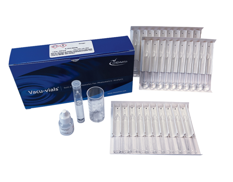 Nitrite (Nitrogen), 0-0.750 ppm.Type: Vacu-vials. Kit. 30 det.