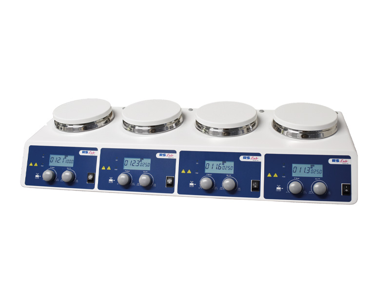 Agitador magnético múltiple con calefacción, 4 plazas, modelo RSLAB-4PC