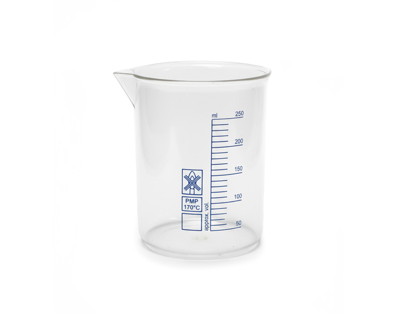 Vaso forma baja, grad. azul, PMP, 250 ml