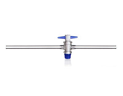 Single way glass stopcock with PTFE key, Conicity 10, 2,5mm - rod 8mm