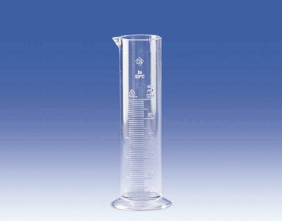 Probeta Clase B, f. baja, SAN, 500 mL
