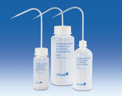 Wash-bottle, with imprint, PE-LD, GL 25, wash-bottle cap, PP, Distilled Water, 500 ml