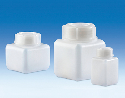 Flacon col large carré, PE-HD avec cap/vis PE-LD 1000ml