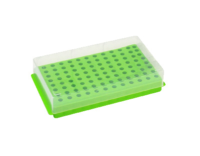 Gradilla doble uso 96 microtubos, 0.5/1.5mL, verde