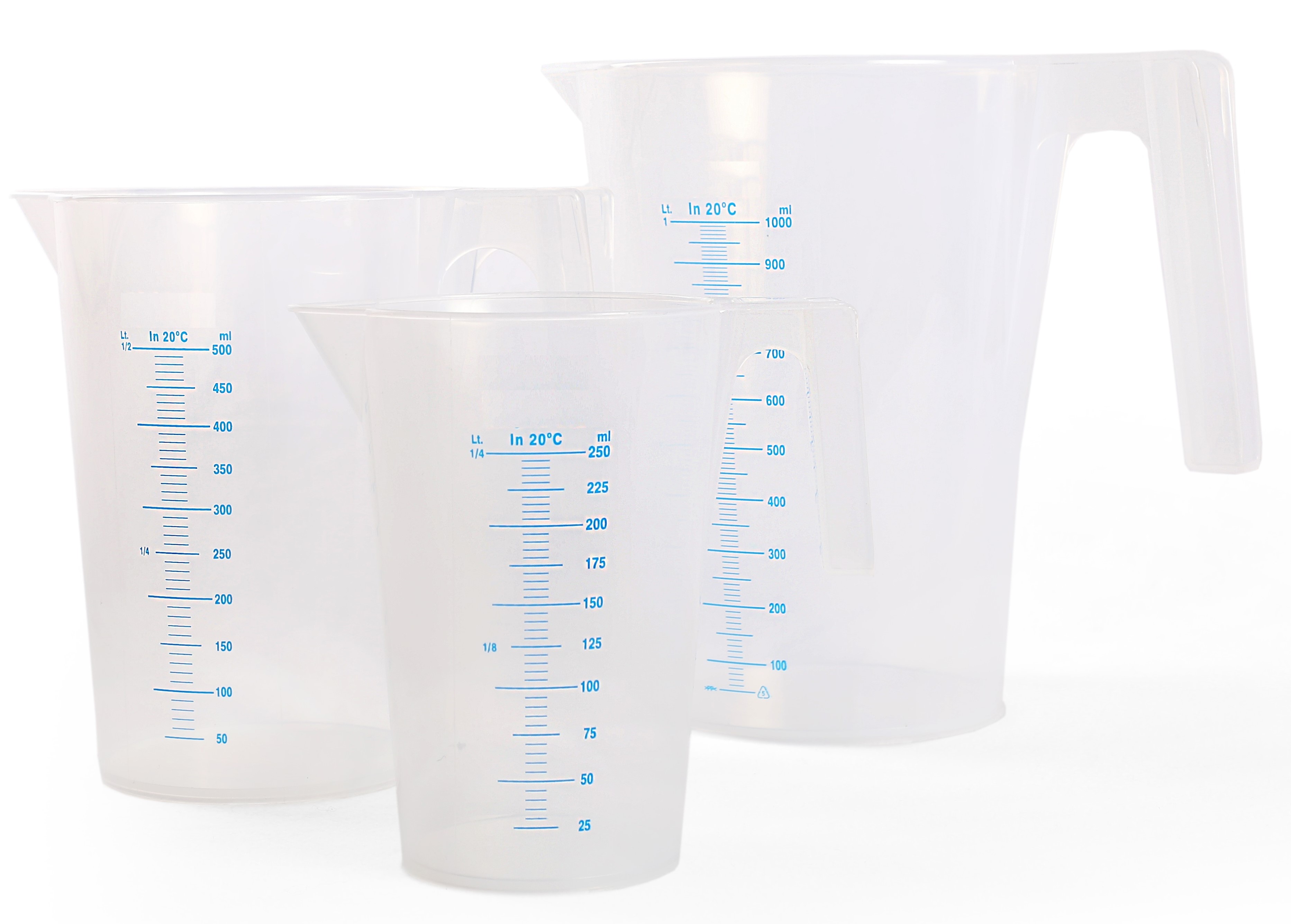 Stackable jug, tall shape, graduation in blue, 1000mL