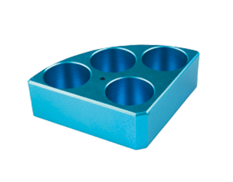 Support poly-block bleu, 4 trous, Ø28x30mm