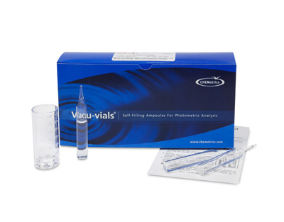 Peracetic acid, 0-5,00 ppm.Type: Vacu-vials. Kit. 30 det.