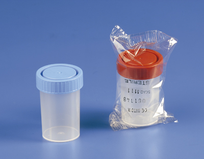 CONTENEDOR P/ORINA PP, 60 ML, NO ESTERIL, B/500