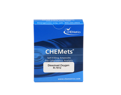 Oxygen (dissolved), 1-12 ppm.Type: CHEMets. Refill. 30 det.