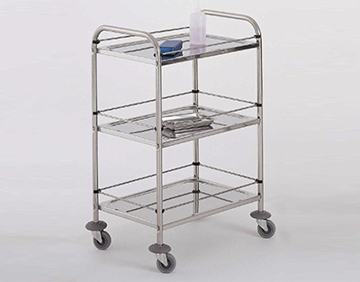 Trolley 3 trays with galleries L. 750 x 500 mm