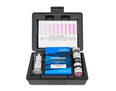 Peracetic acid, 0-1 / 0-5 ppm.Type: CHEMets. Kit. 30 det.