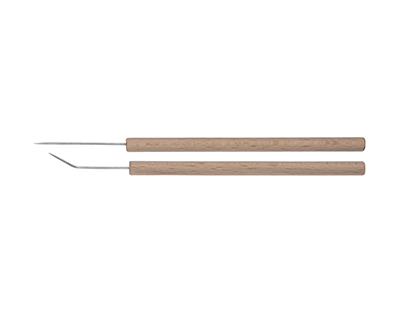 Aguja de disección curva c/mango madera